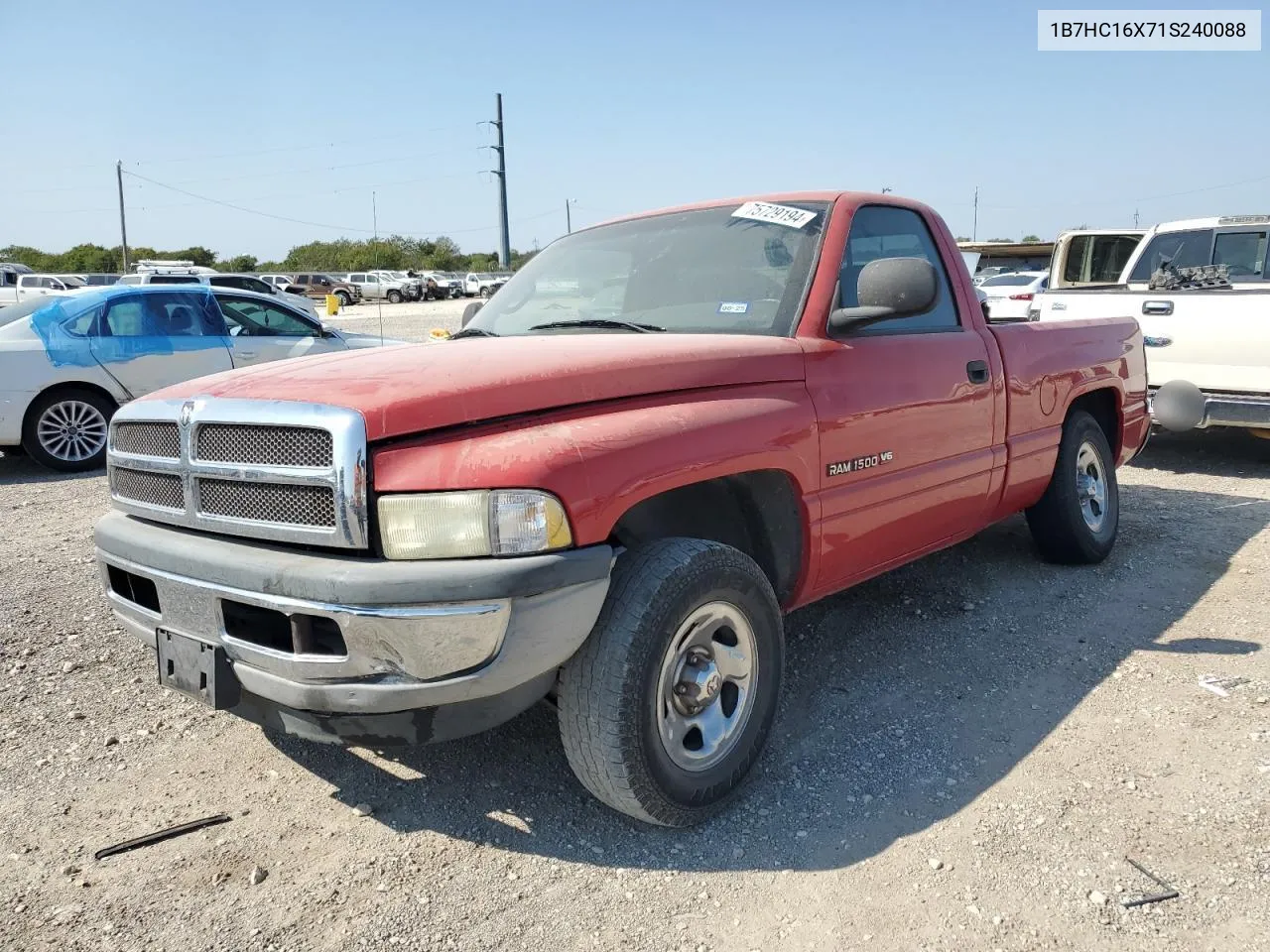 2001 Dodge Ram 1500 VIN: 1B7HC16X71S240088 Lot: 75729194