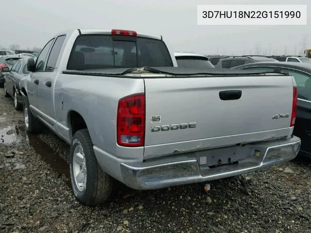 2002 Dodge Ram 1500 VIN: 3D7HU18N22G151990 Lot: 62487684