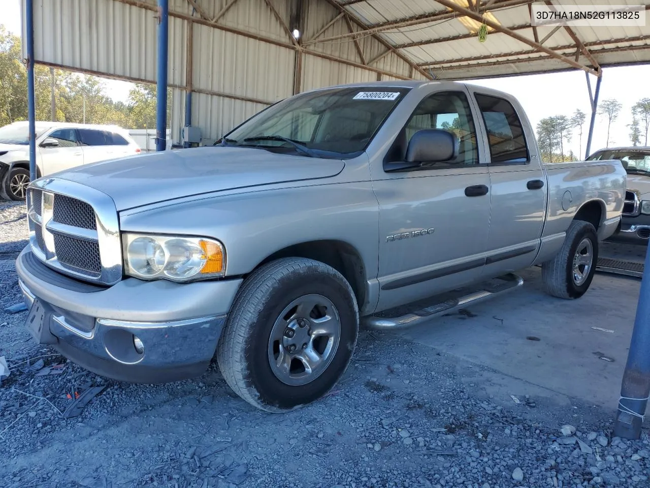 2002 Dodge Ram 1500 VIN: 3D7HA18N52G113825 Lot: 75800204