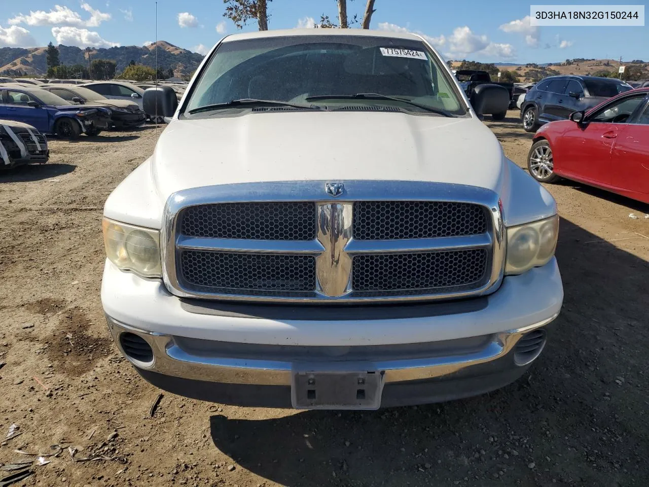 2002 Dodge Ram 1500 VIN: 3D3HA18N32G150244 Lot: 77575424