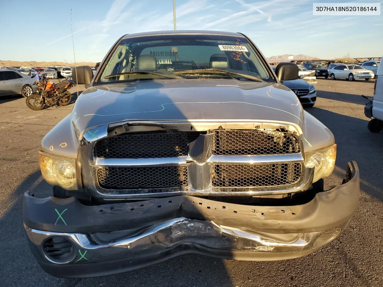 2002 Dodge Ram 1500 VIN: 3D7HA18N52G186144 Lot: 80963084