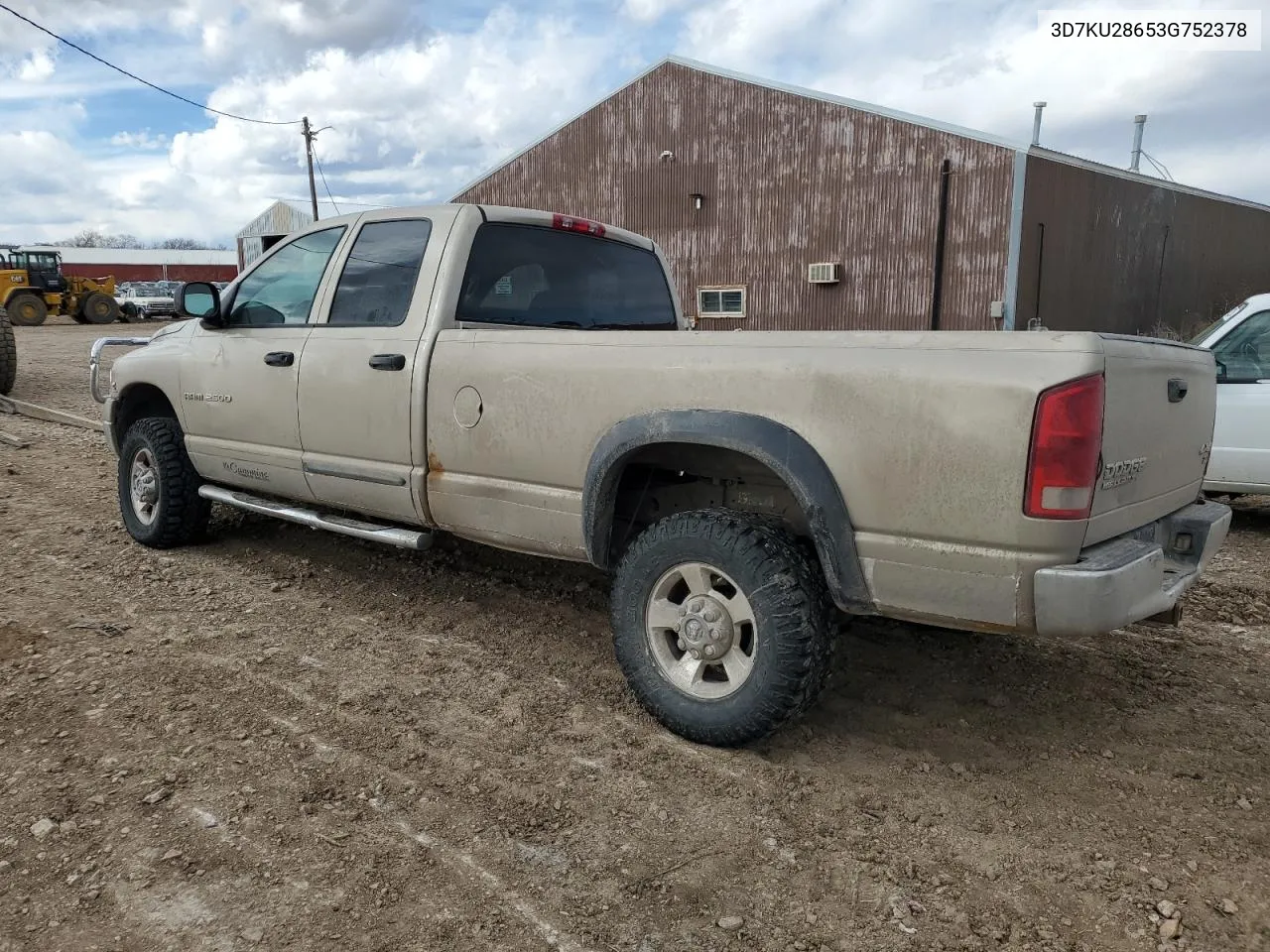 2003 Dodge Ram 2500 St VIN: 3D7KU28653G752378 Lot: 45702074