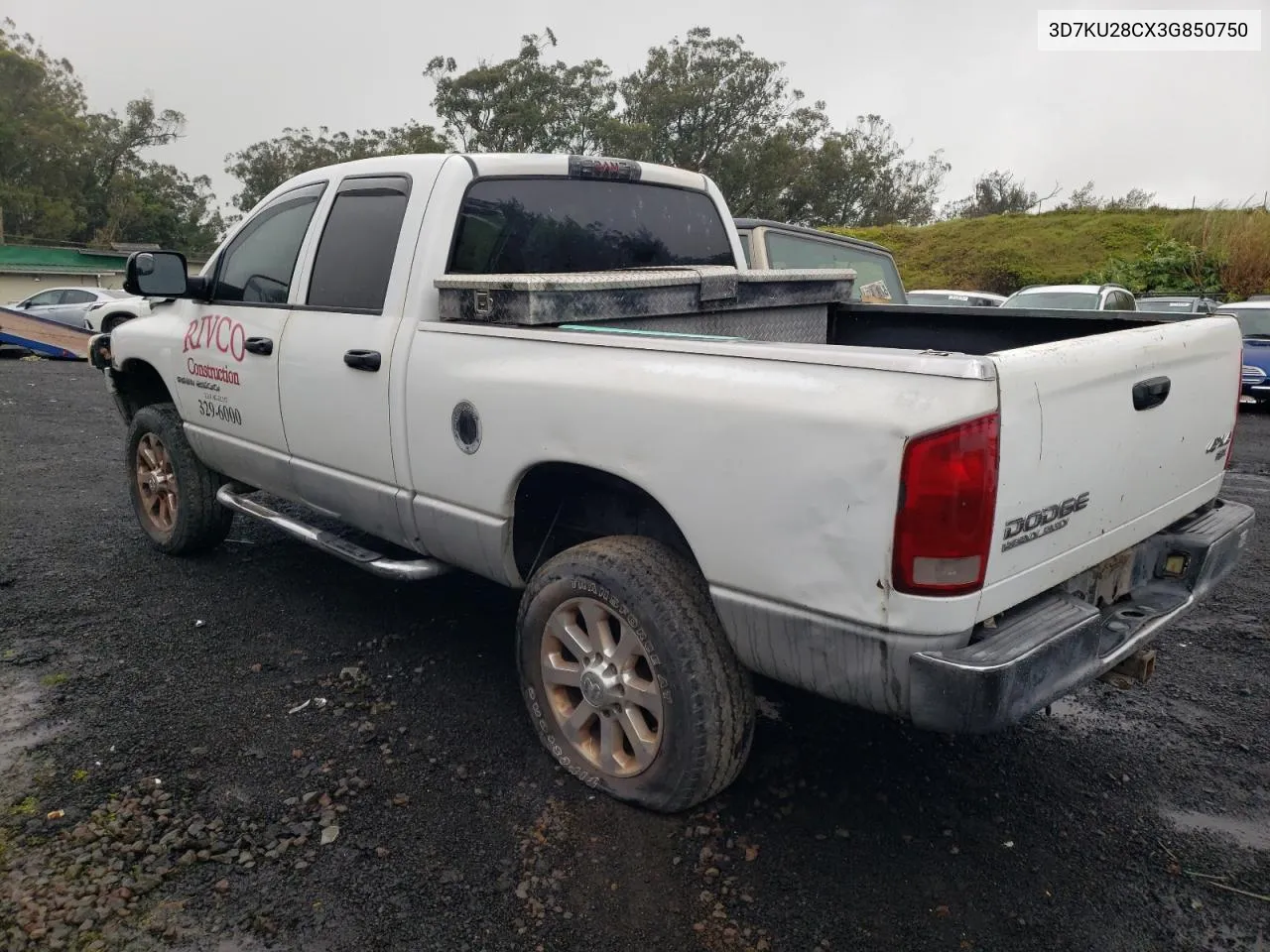 2003 Dodge Ram 2500 St VIN: 3D7KU28CX3G850750 Lot: 46476594