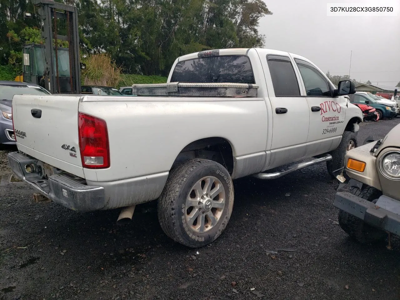 2003 Dodge Ram 2500 St VIN: 3D7KU28CX3G850750 Lot: 46476594