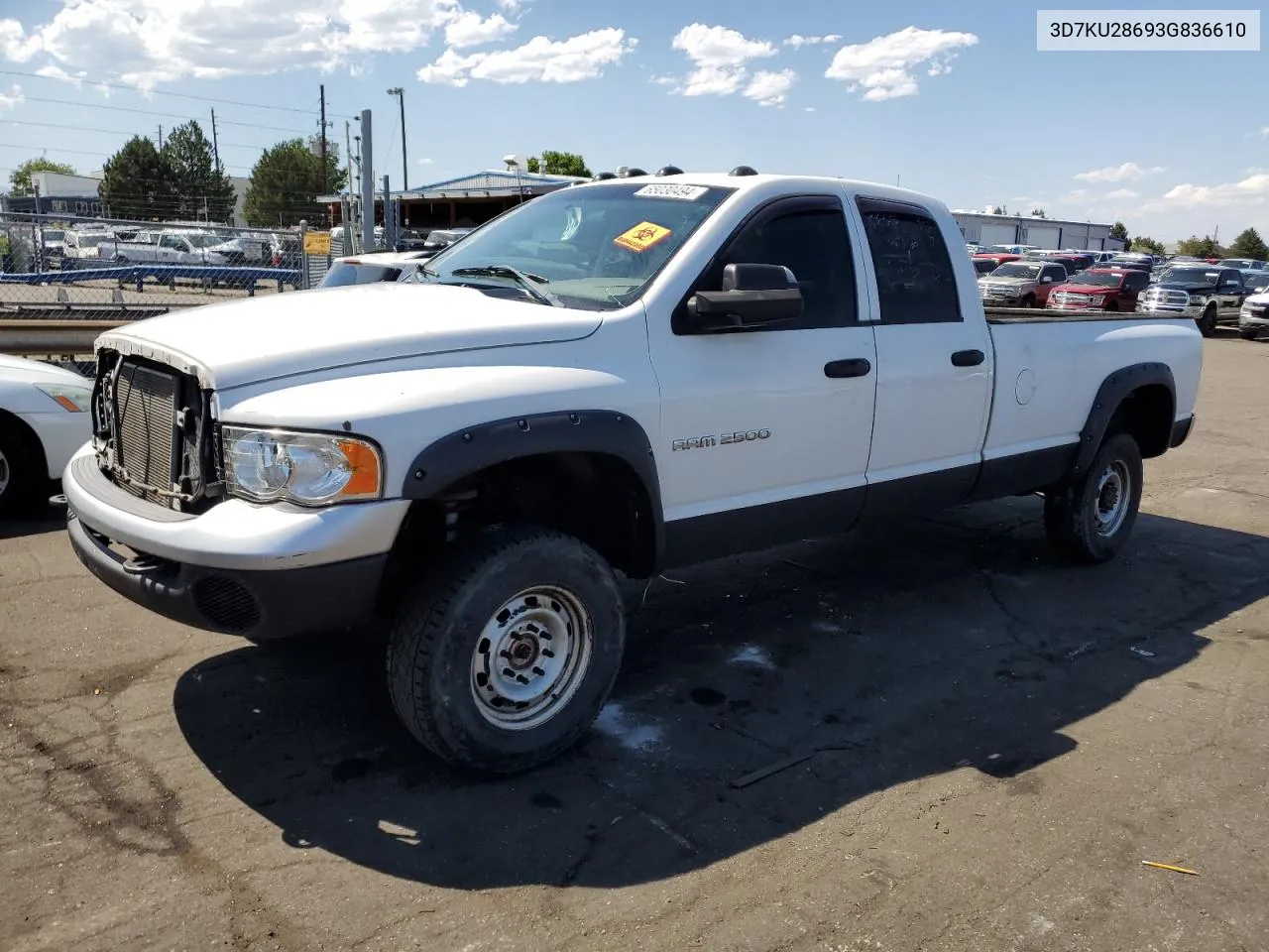 2003 Dodge Ram 2500 St VIN: 3D7KU28693G836610 Lot: 65030494