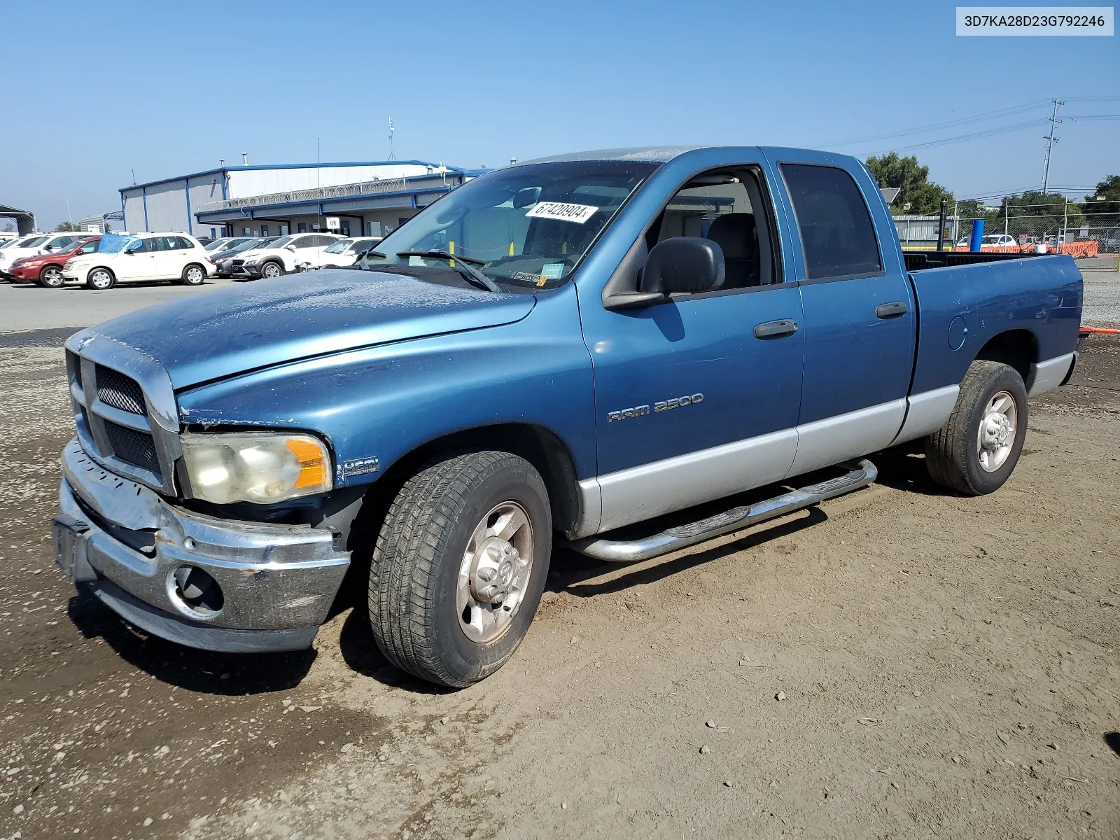 2003 Dodge Ram 2500 St VIN: 3D7KA28D23G792246 Lot: 67420904