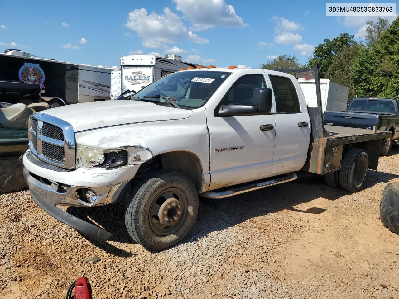 2003 Dodge Ram 3500 St VIN: 3D7MU48C53G833763 Lot: 72050024