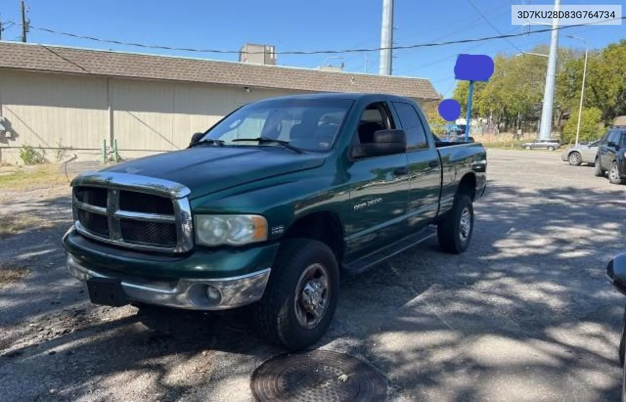 2003 Dodge Ram 2500 St VIN: 3D7KU28D83G764734 Lot: 74746814