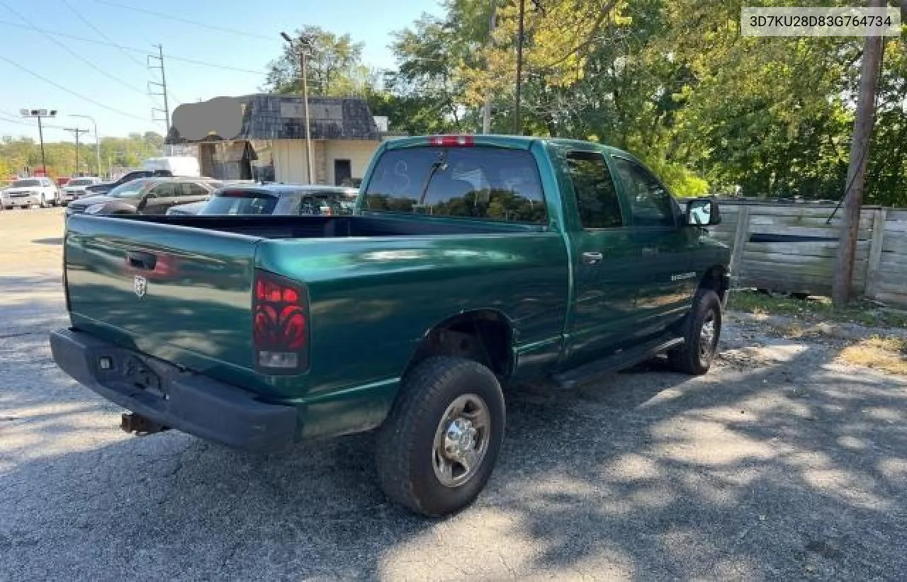 2003 Dodge Ram 2500 St VIN: 3D7KU28D83G764734 Lot: 74746814