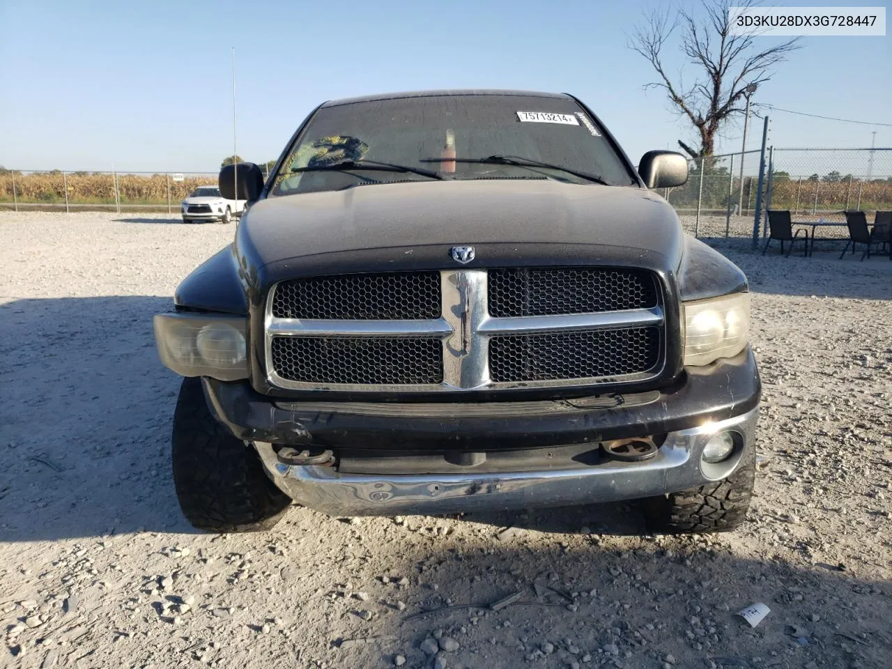 2003 Dodge Ram 2500 S VIN: 3D3KU28DX3G728447 Lot: 75713214