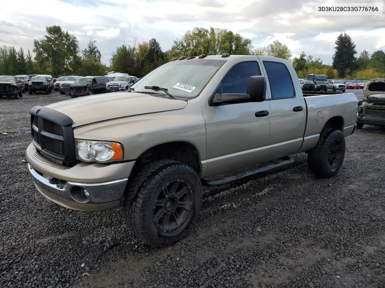 2003 Dodge Ram 2500 St VIN: 3D3KU28C33G776766 Lot: 75724934