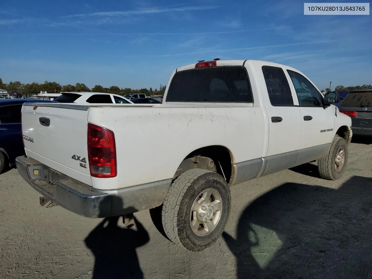 2003 Dodge Ram 2500 St VIN: 1D7KU28D13J543765 Lot: 75830334