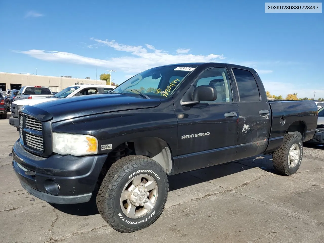 2003 Dodge Ram 2500 St VIN: 3D3KU28D33G728497 Lot: 76834174