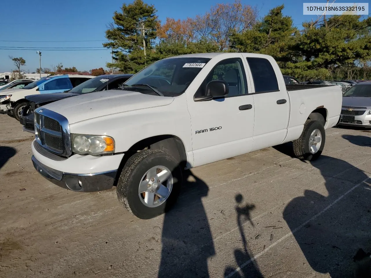 2003 Dodge Ram 1500 St VIN: 1D7HU18N63S332195 Lot: 77632504