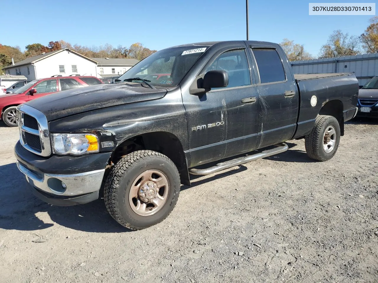 2003 Dodge Ram 2500 St VIN: 3D7KU28D33G701413 Lot: 77971214