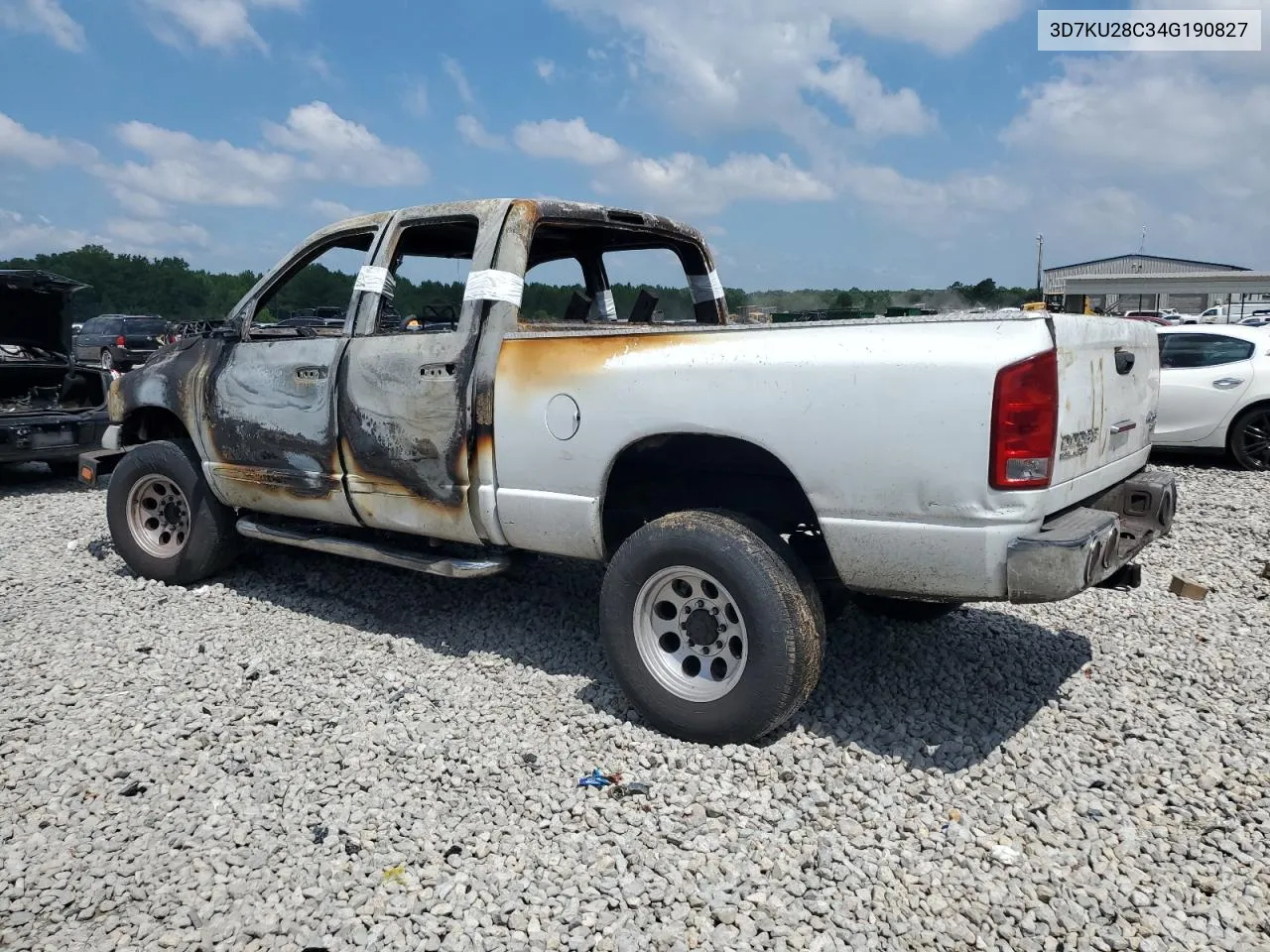 2004 Dodge Ram 2500 St VIN: 3D7KU28C34G190827 Lot: 57883804