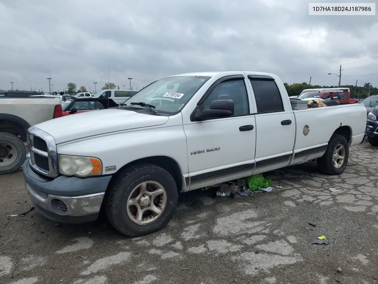 2004 Dodge Ram 1500 St VIN: 1D7HA18D24J187986 Lot: 72759154