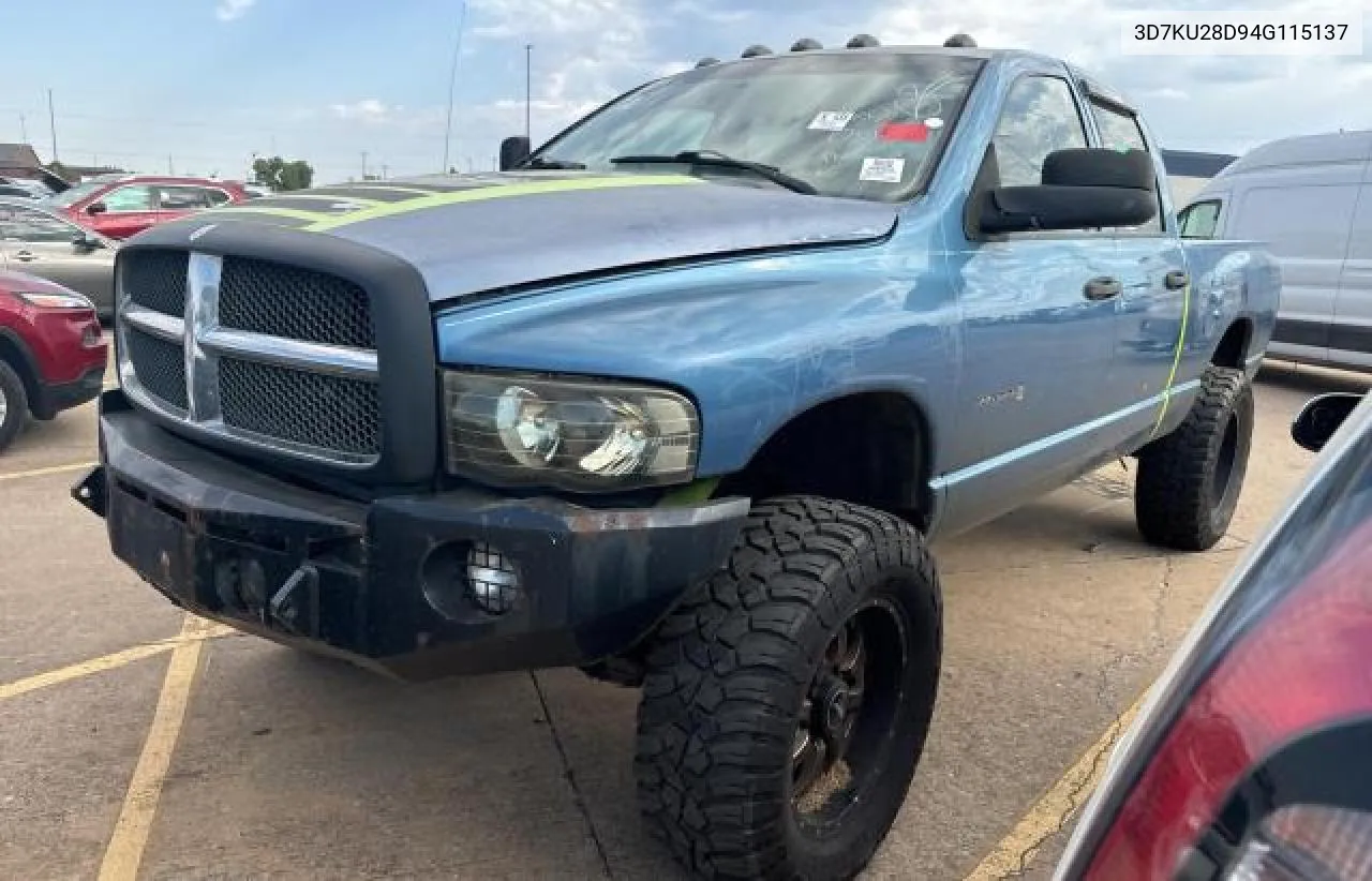 2004 Dodge Ram 2500 St VIN: 3D7KU28D94G115137 Lot: 75833774