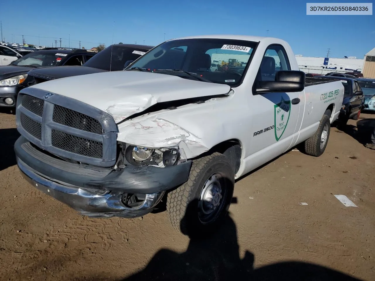 2005 Dodge Ram 2500 St VIN: 3D7KR26D55G840336 Lot: 73039634