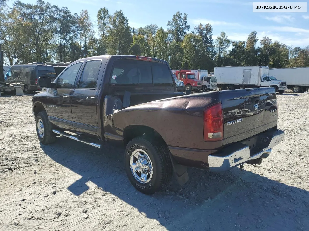 2005 Dodge Ram 2500 St VIN: 3D7KS28C05G701451 Lot: 76239114