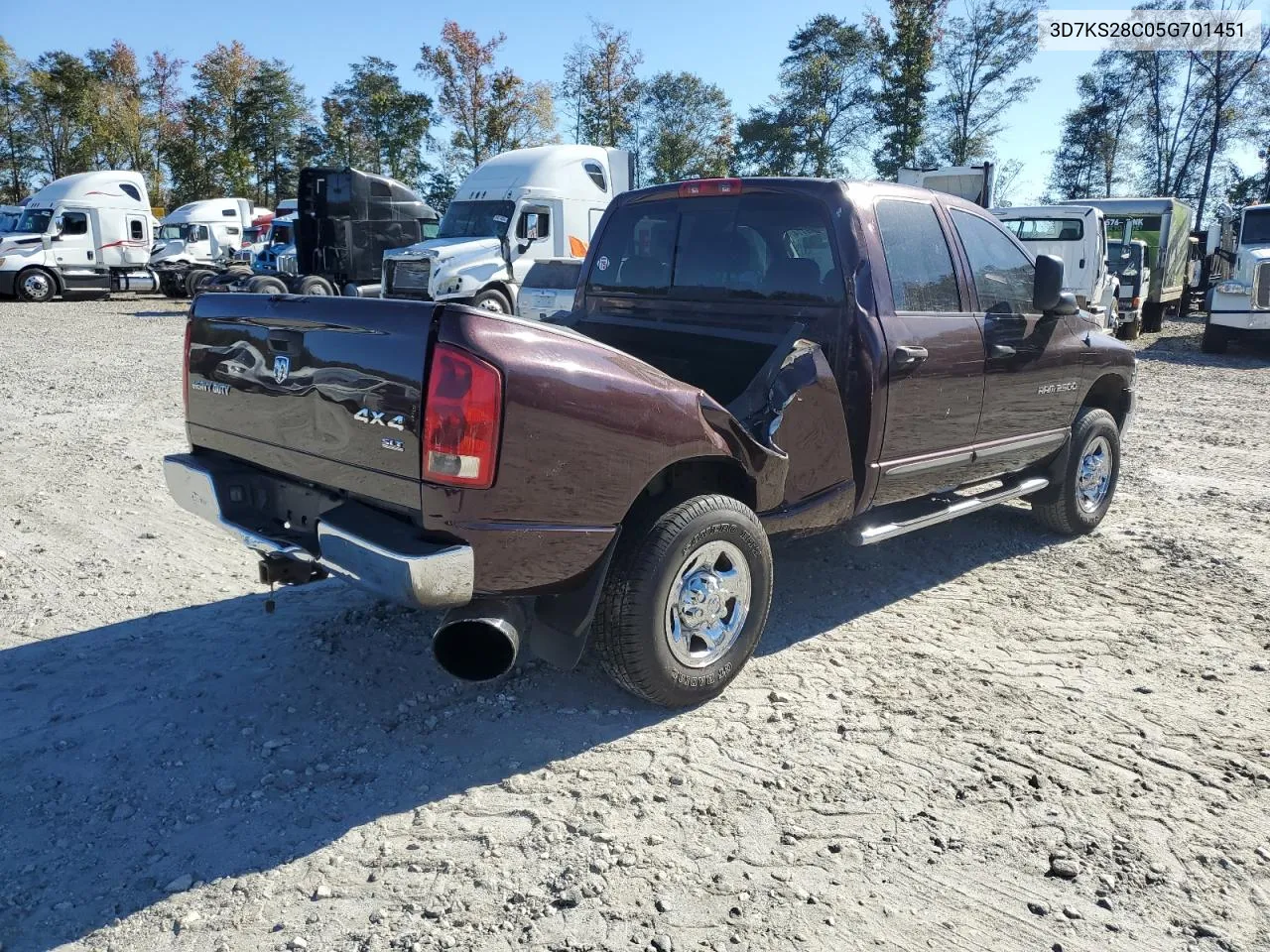 2005 Dodge Ram 2500 St VIN: 3D7KS28C05G701451 Lot: 76239114