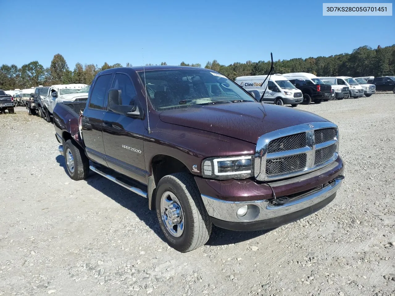 2005 Dodge Ram 2500 St VIN: 3D7KS28C05G701451 Lot: 76239114