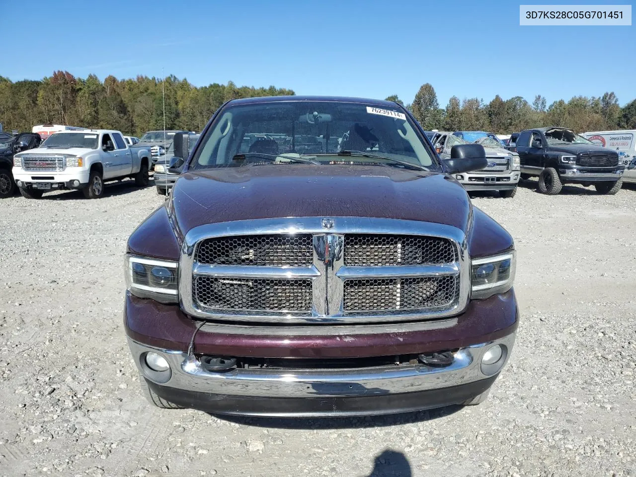 2005 Dodge Ram 2500 St VIN: 3D7KS28C05G701451 Lot: 76239114