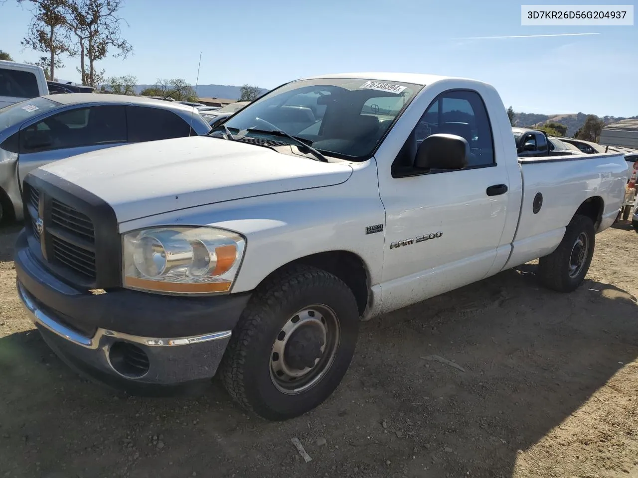 3D7KR26D56G204937 2006 Dodge Ram 2500 St