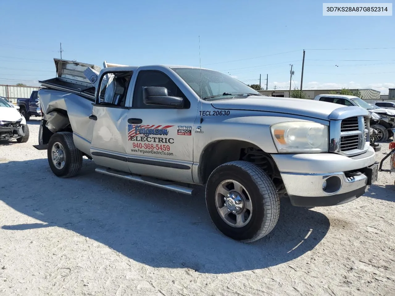 2007 Dodge Ram 2500 St VIN: 3D7KS28A87G852314 Lot: 71840464