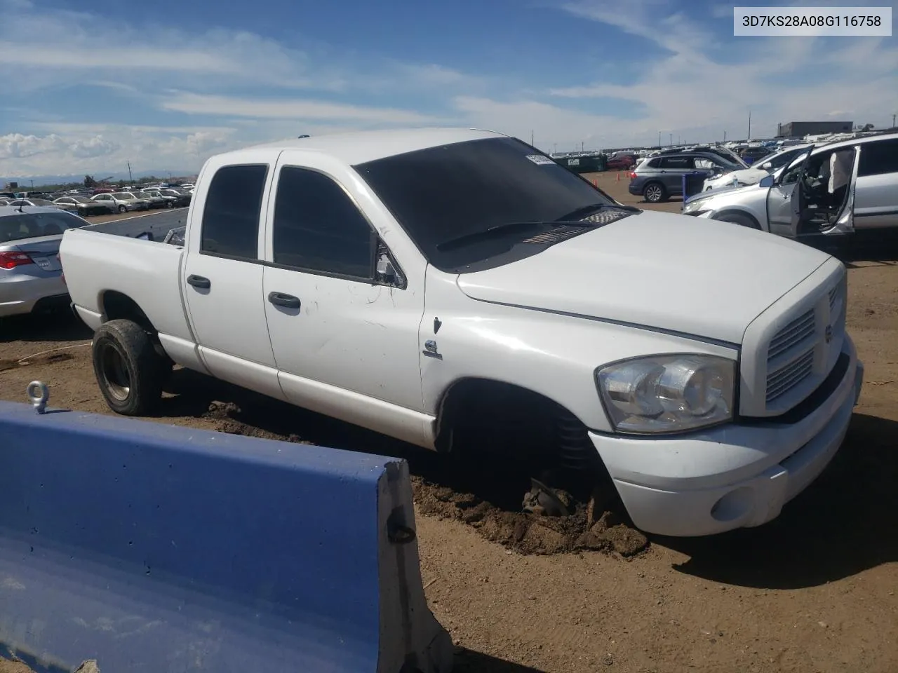 2008 Dodge Ram 2500 St VIN: 3D7KS28A08G116758 Lot: 55108844