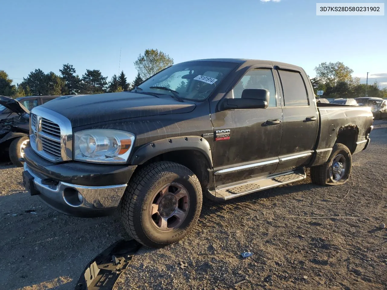 2008 Dodge Ram 2500 St VIN: 3D7KS28D58G231902 Lot: 75101914