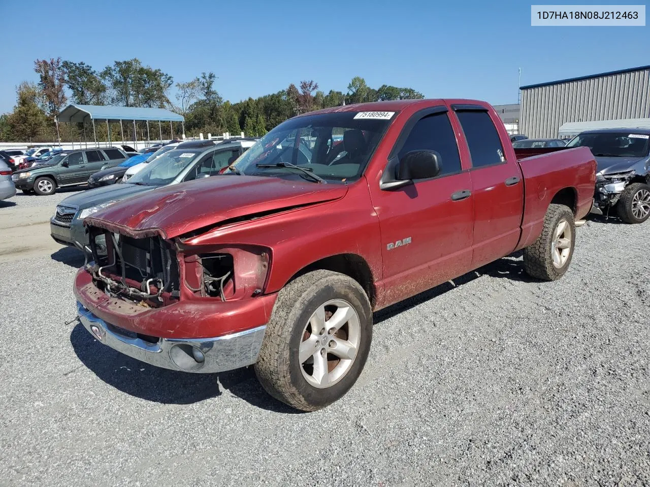 2008 Dodge Ram 1500 St VIN: 1D7HA18N08J212463 Lot: 75180994