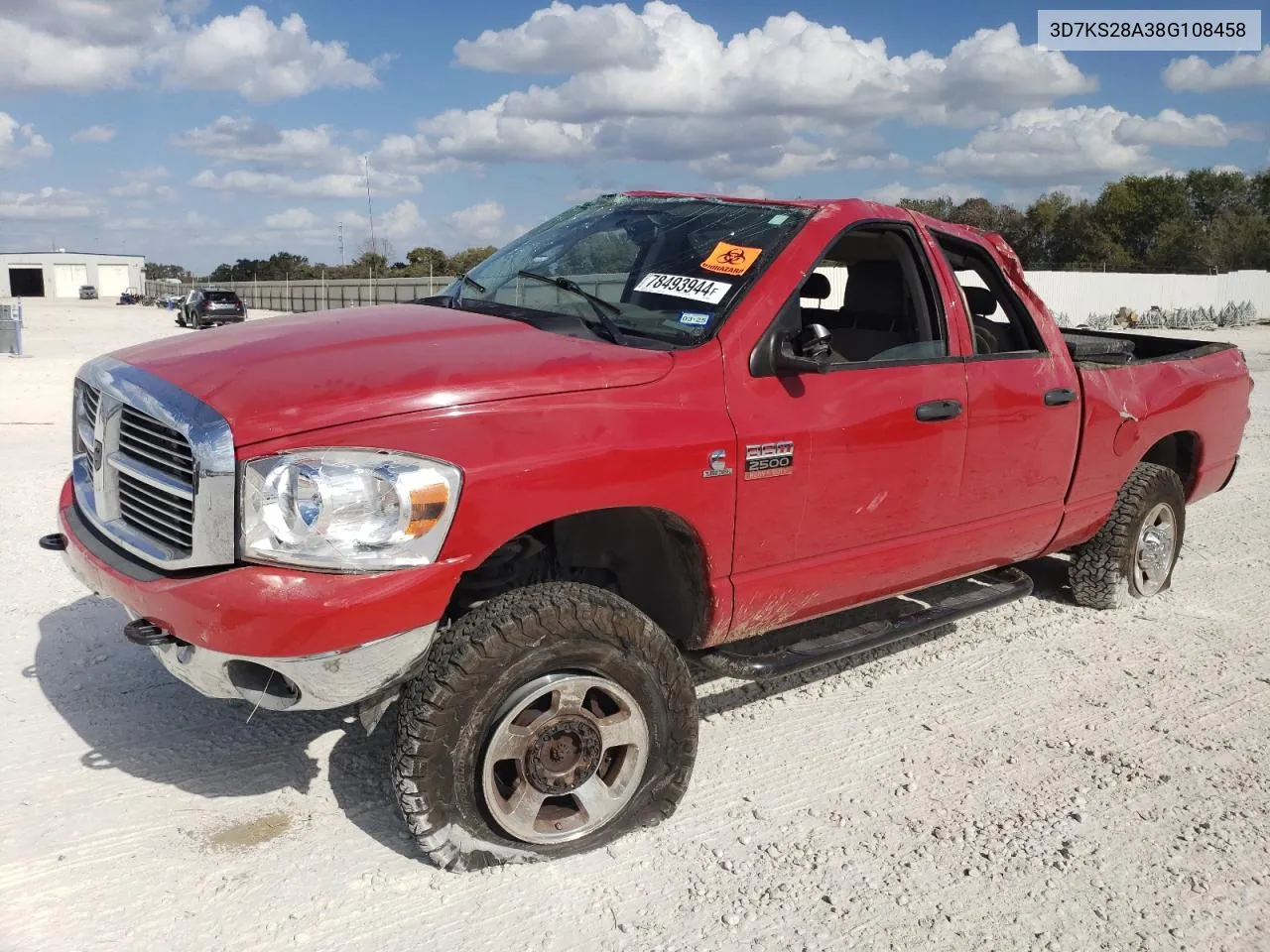 2008 Dodge Ram 2500 St VIN: 3D7KS28A38G108458 Lot: 78493944