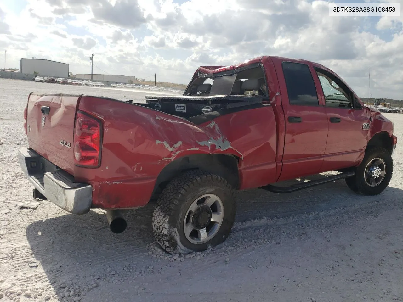 2008 Dodge Ram 2500 St VIN: 3D7KS28A38G108458 Lot: 78493944