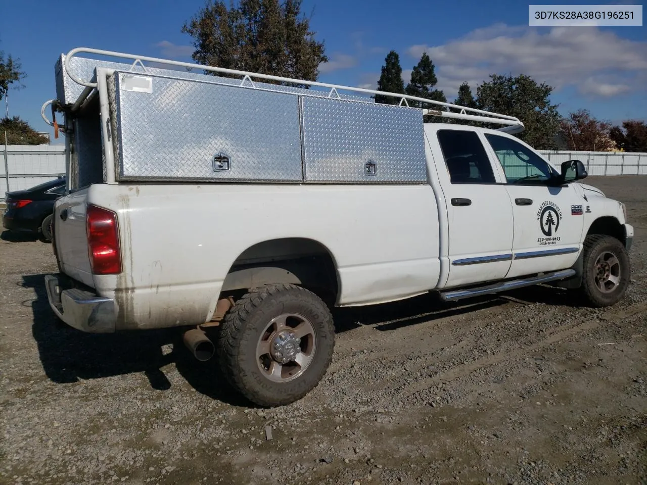 2008 Dodge Ram 2500 St VIN: 3D7KS28A38G196251 Lot: 81041614