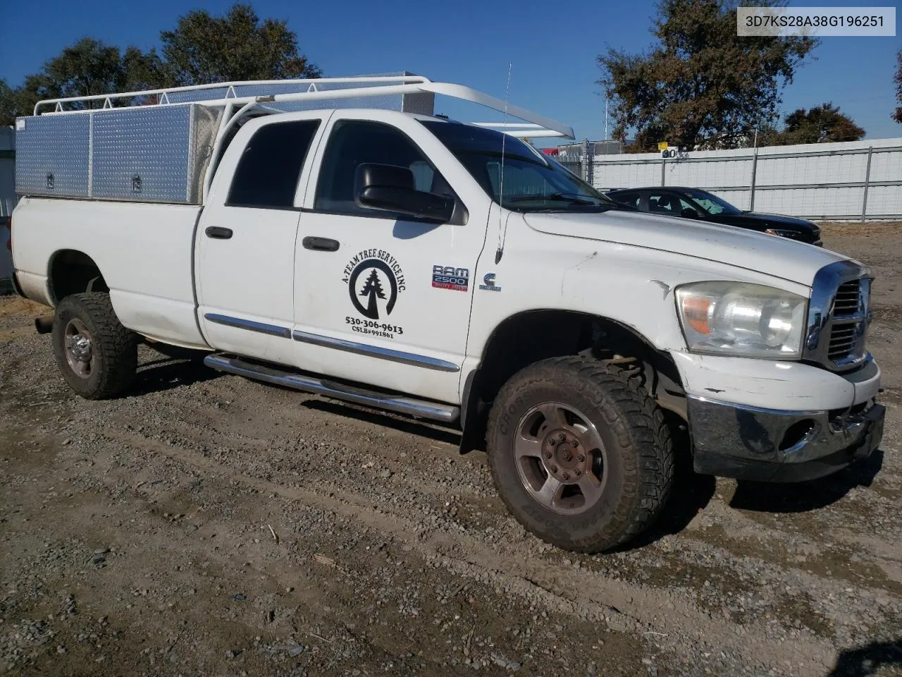 2008 Dodge Ram 2500 St VIN: 3D7KS28A38G196251 Lot: 81041614