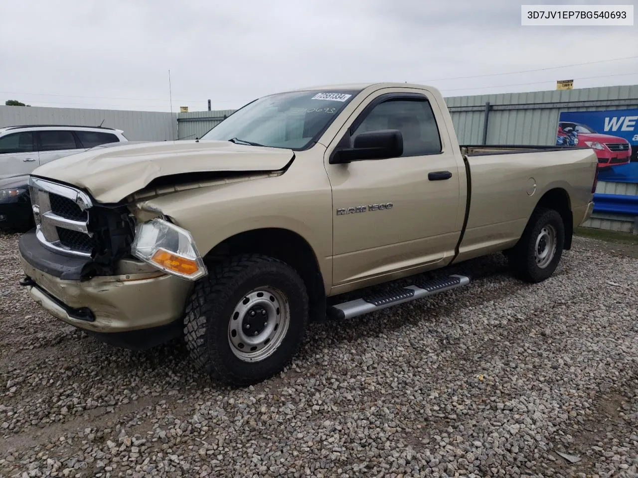 2011 Dodge Ram 1500 VIN: 3D7JV1EP7BG540693 Lot: 72551334