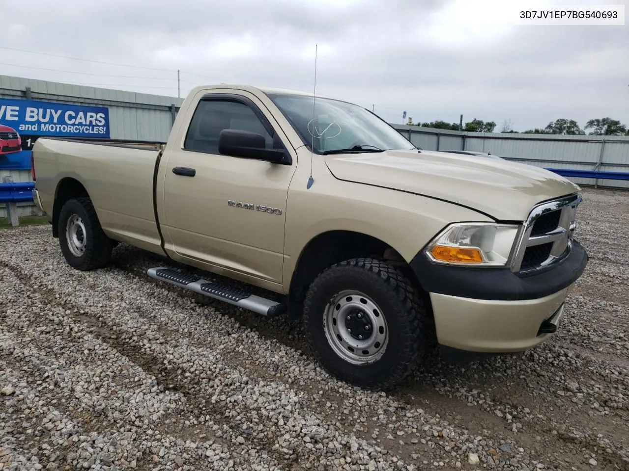 2011 Dodge Ram 1500 VIN: 3D7JV1EP7BG540693 Lot: 72551334