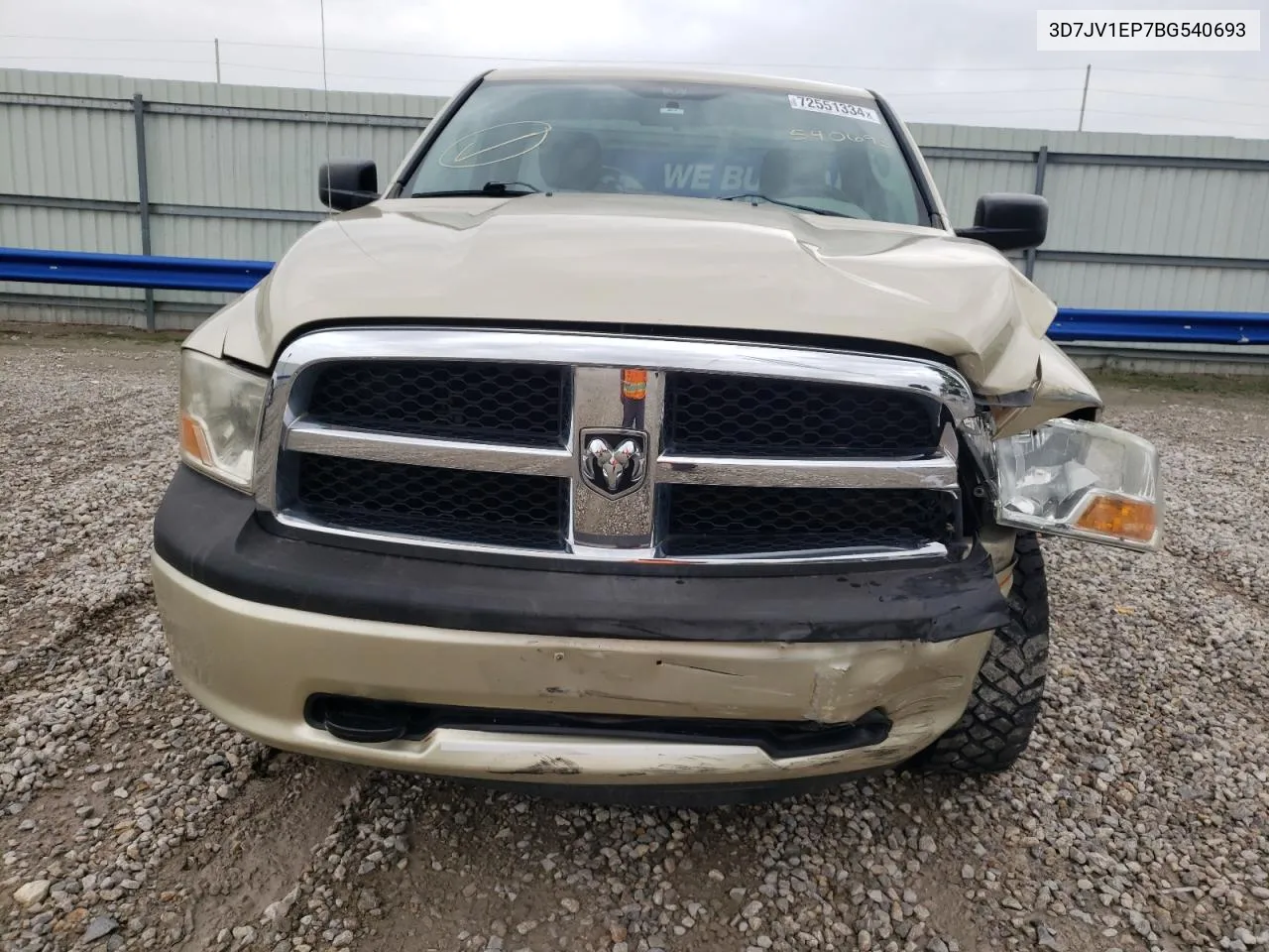 2011 Dodge Ram 1500 VIN: 3D7JV1EP7BG540693 Lot: 72551334