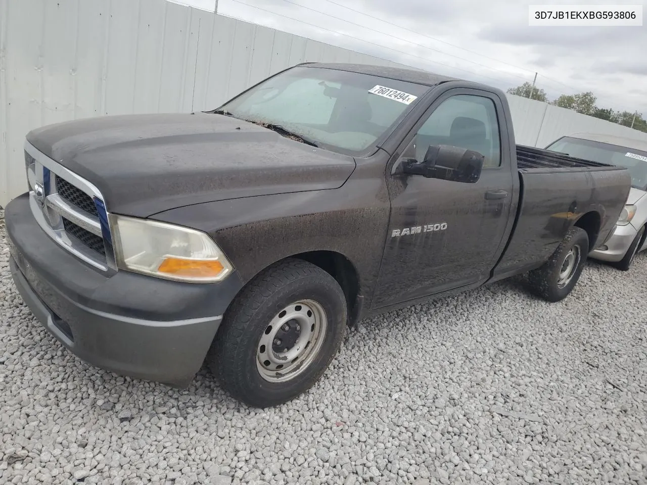 2011 Dodge Ram 1500 VIN: 3D7JB1EKXBG593806 Lot: 76012494