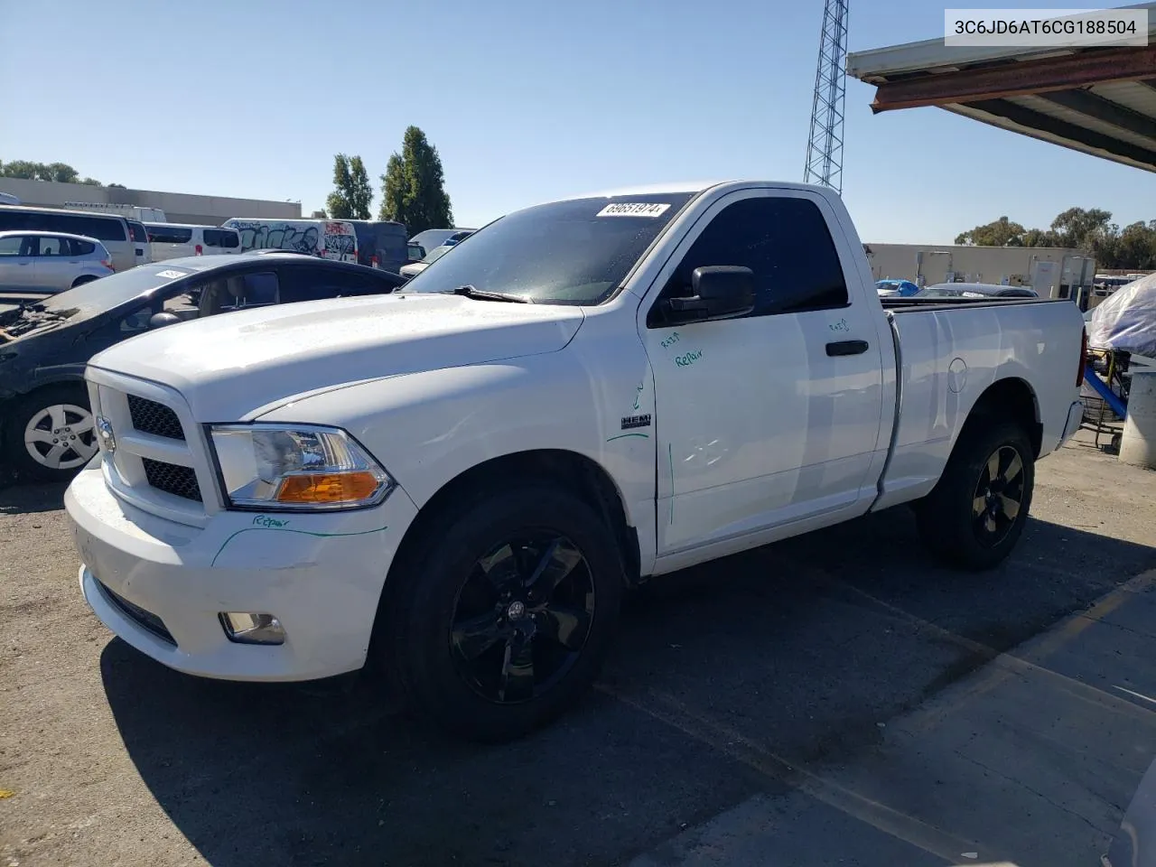 2012 Dodge Ram 1500 St VIN: 3C6JD6AT6CG188504 Lot: 69651974