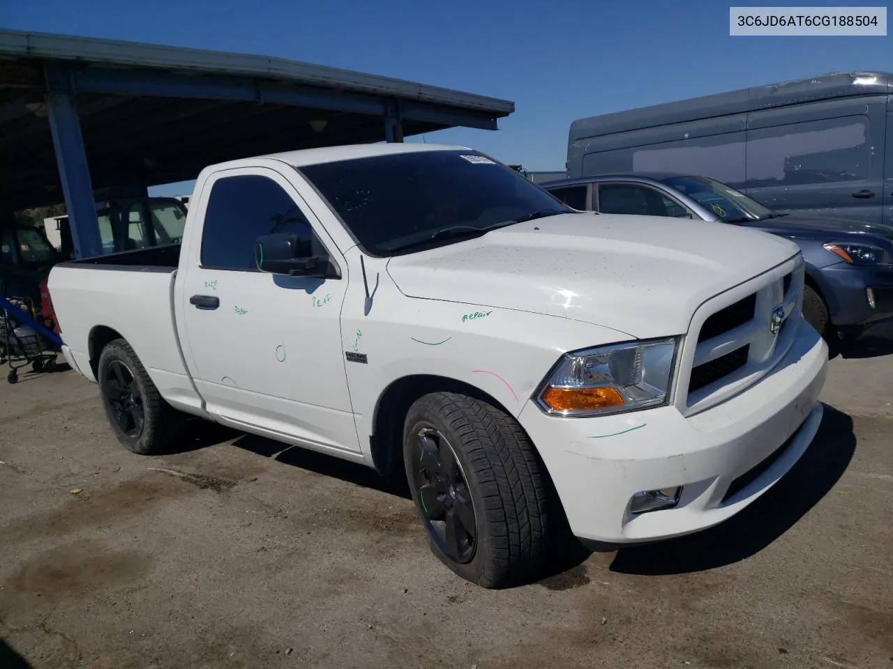 2012 Dodge Ram 1500 St VIN: 3C6JD6AT6CG188504 Lot: 69651974