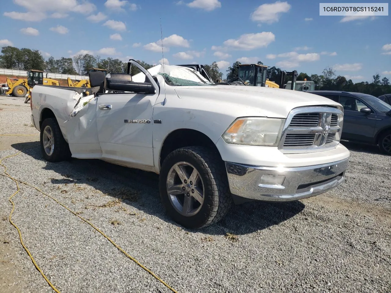 2012 Dodge Ram 1500 Slt VIN: 1C6RD7GT8CS115241 Lot: 74508814