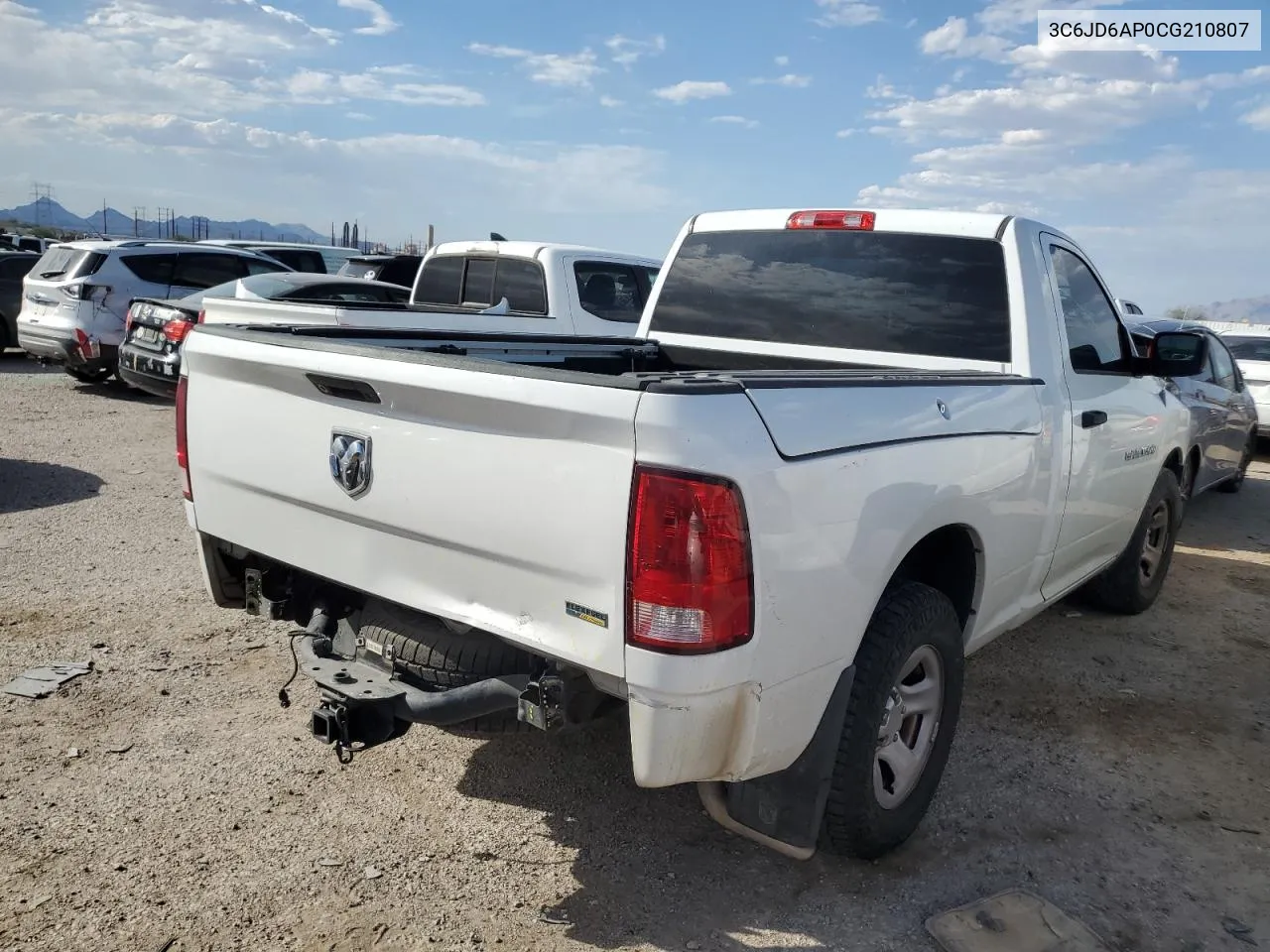 2012 Dodge Ram 1500 St VIN: 3C6JD6AP0CG210807 Lot: 74852694