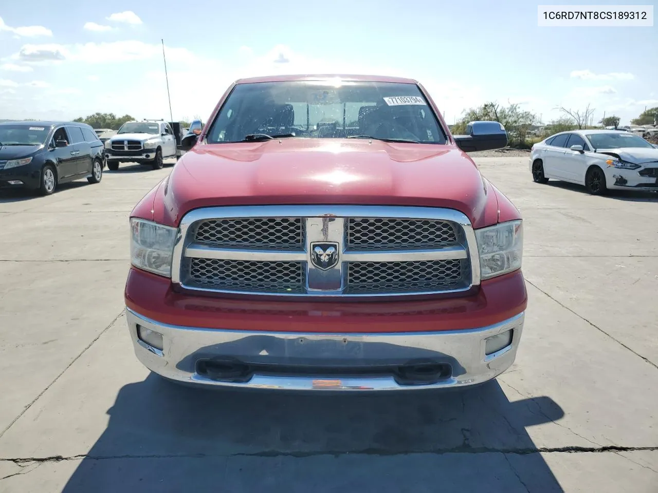 2012 Dodge Ram 1500 Laramie VIN: 1C6RD7NT8CS189312 Lot: 77103794