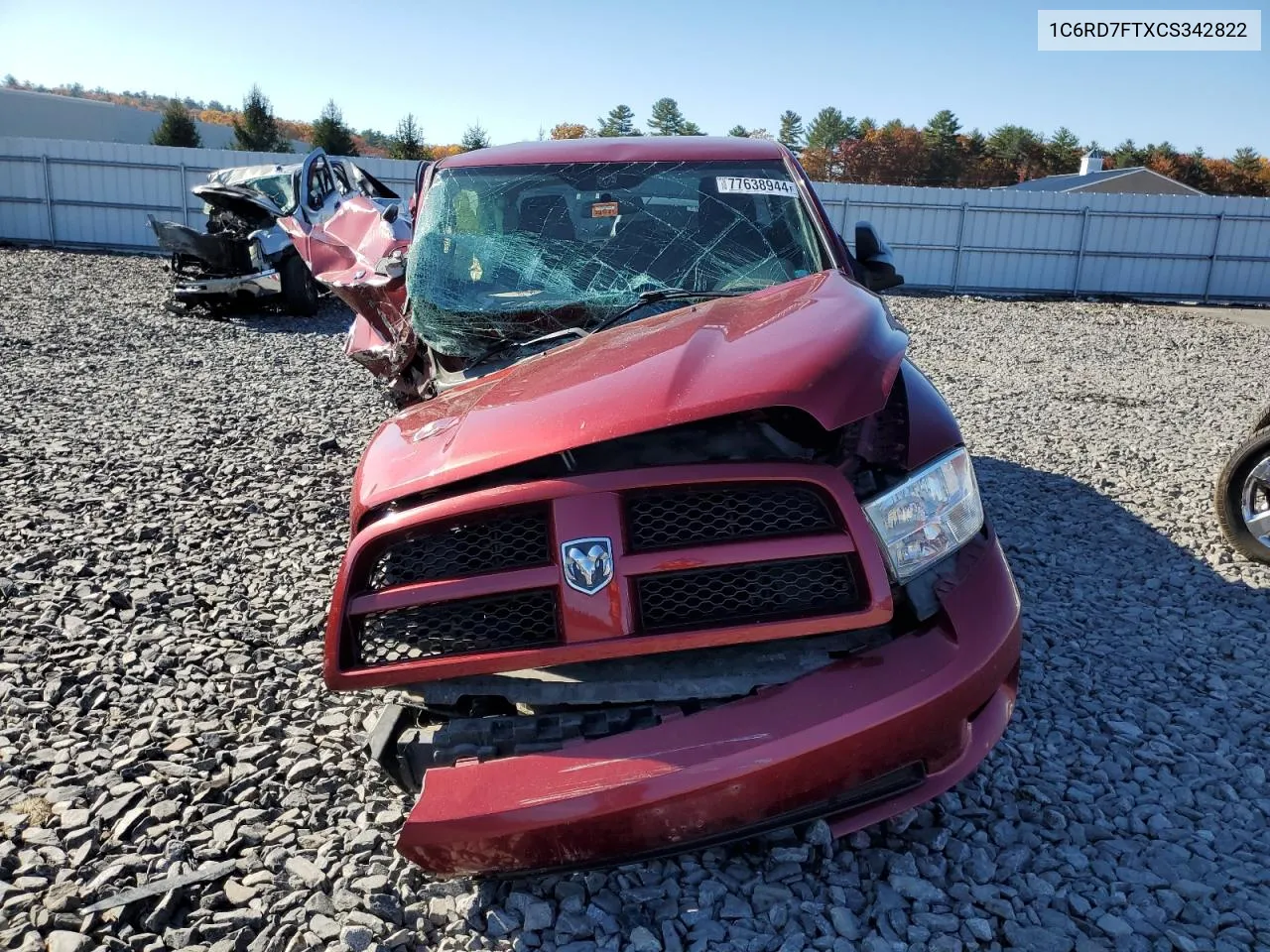 2012 Dodge Ram 1500 St VIN: 1C6RD7FTXCS342822 Lot: 77638944