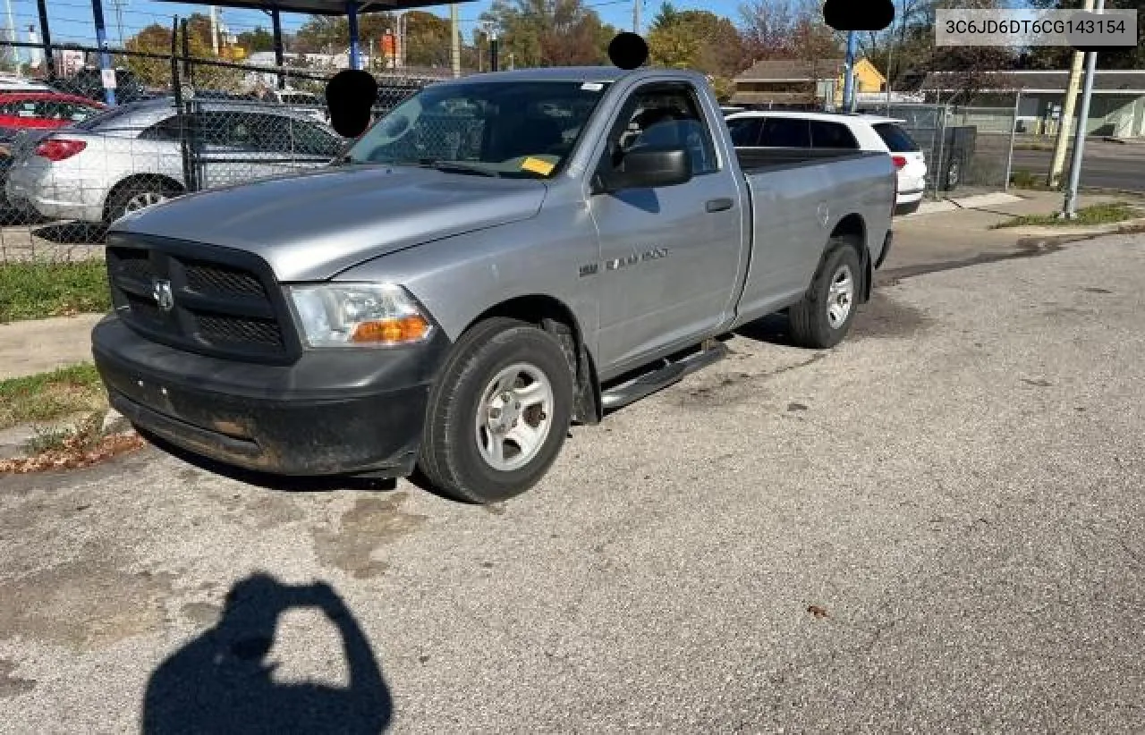 2012 Dodge Ram 1500 St VIN: 3C6JD6DT6CG143154 Lot: 79907984