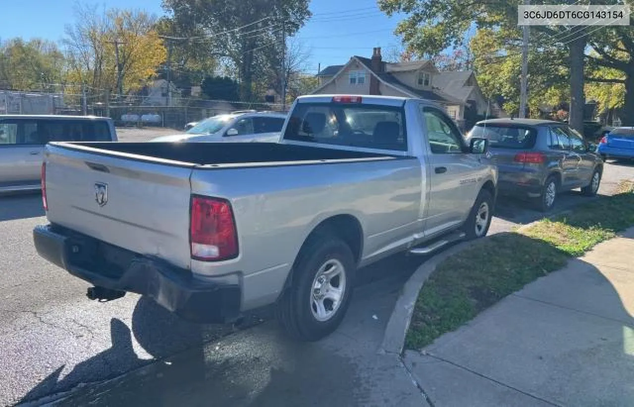 2012 Dodge Ram 1500 St VIN: 3C6JD6DT6CG143154 Lot: 79907984