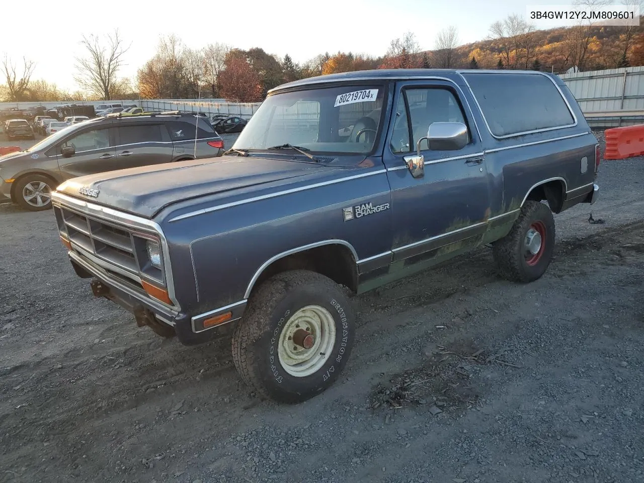 1988 Dodge Ramcharger Aw-100 VIN: 3B4GW12Y2JM809601 Lot: 80219704