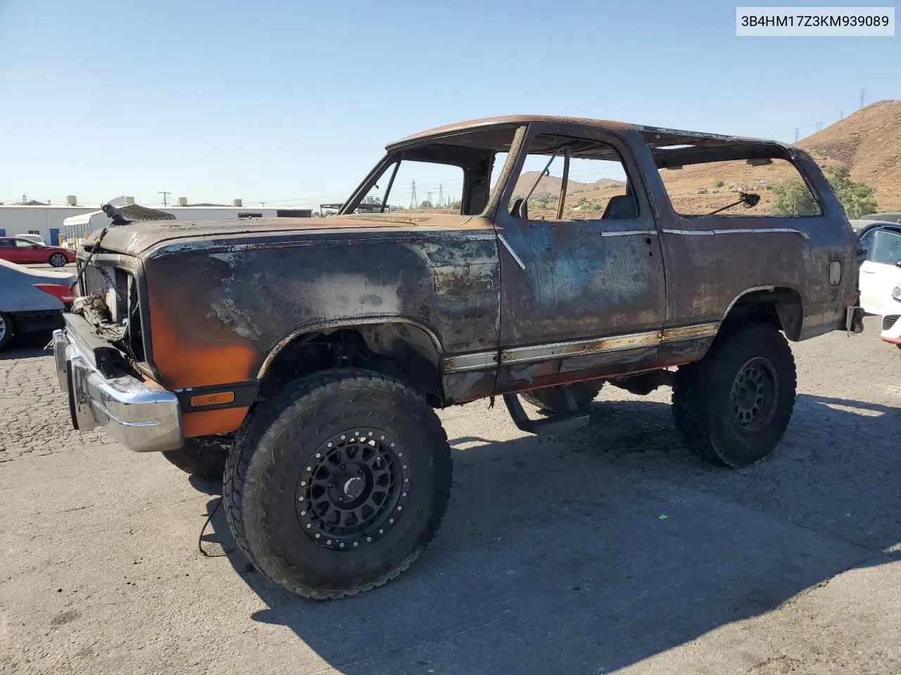 1989 Dodge Ramcharger Aw-100 VIN: 3B4HM17Z3KM939089 Lot: 70174584